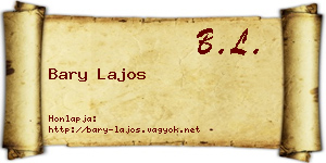 Bary Lajos névjegykártya